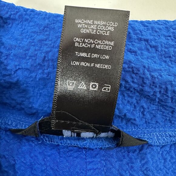 Ali Miles Top Shirt Womens Large Blue Textured Cowl Art Abstract Blouse - Picture 9 of 12